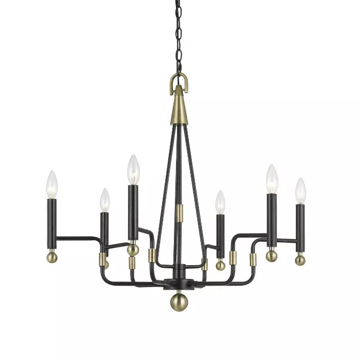 26" Metal Baxley Metal Chandelier Black/Antique Brass - Cal Lighting | Target