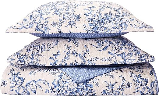 Laura Ashley Home - Queen Quilt Set, Reversible Cotton Bedding with Matching Shams, Lightweight H... | Amazon (US)