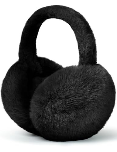 Ear Muffs Winter Women Men Kids Girls Earmuffs for Women Winter Accessories Ear Covers Cold Weather Running Ear Warmers Headband White Black Cute Fluffy Fuzzy Adjustable Foldable Faux Fur Ladies | Amazon (US)