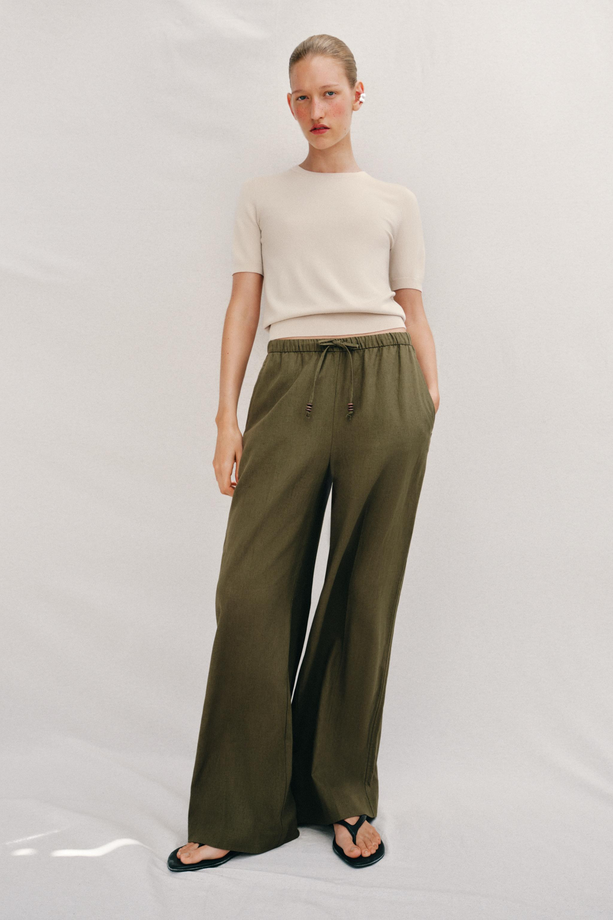 LINEN STRAIGHT LEG PANTS | Zara US