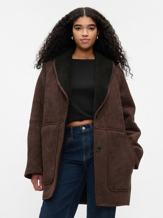 Vegan Suede Shawl Collar Coat | Gap (CA)