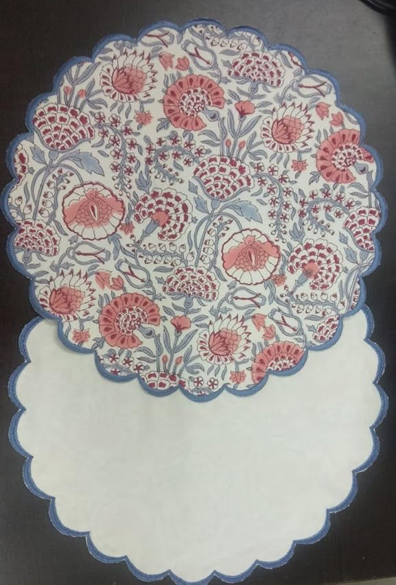 Ridhi Bo-ho Hippie Round Place Mat Double Layer Floral Cotton Washable Placemats 15" Round Embroider | Amazon (US)