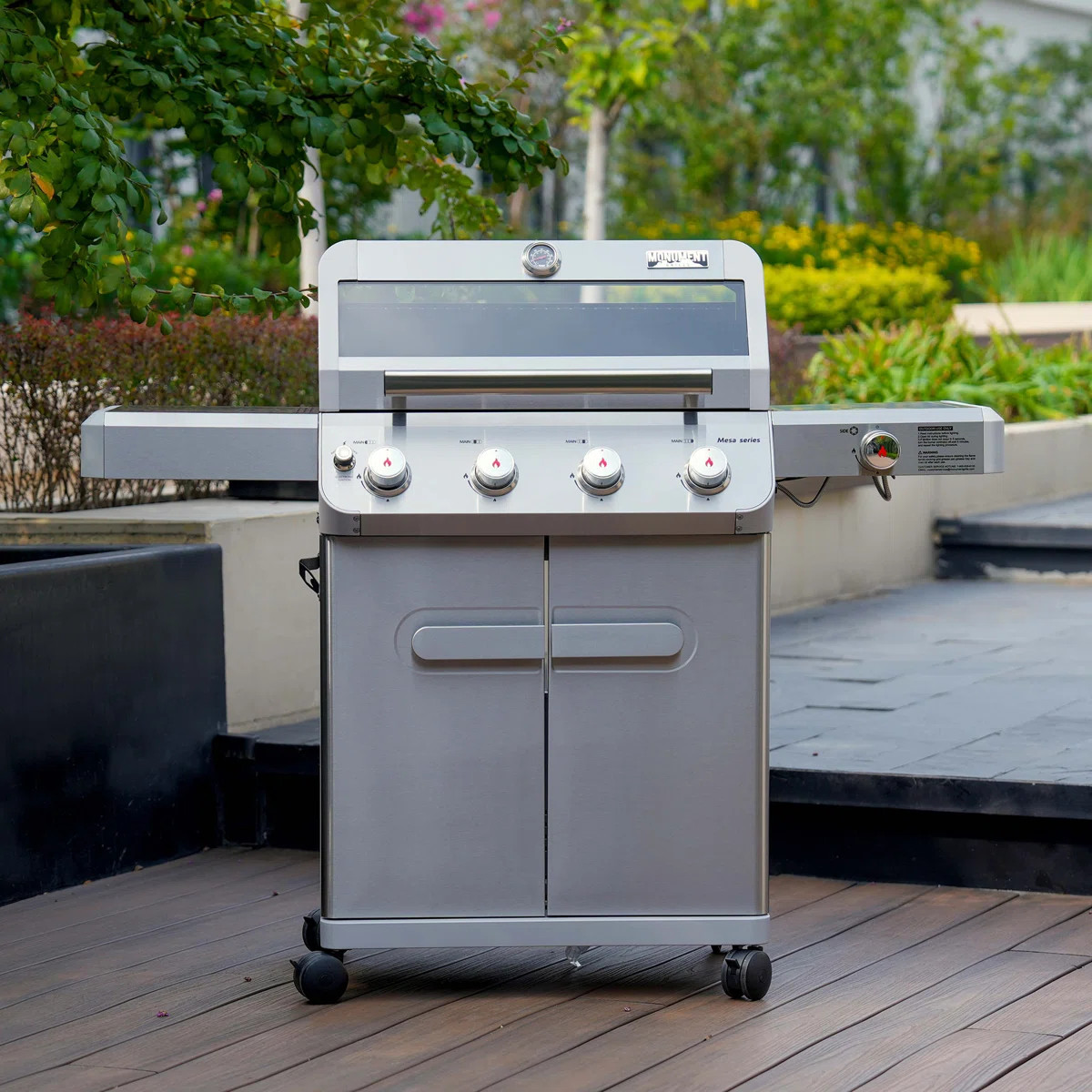 Monument Grills M405K Retro-Modern 4+1 Burner Freestanding Gas Grill with Smoker Box, Clearview\u... | Wayfair North America