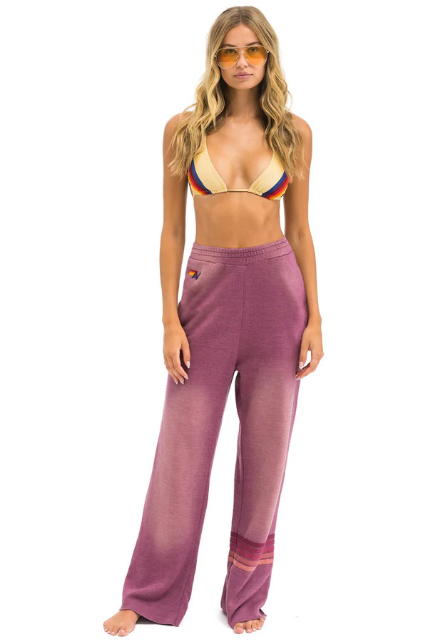 RUGBY STITCH WIDE LEG POCKET SWEATPANTS - FADED BERRY | Aviator Nation