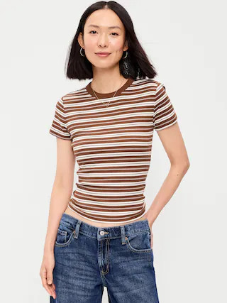 Snug Crew-Neck Ribbed T-Shirt | Old Navy (US)