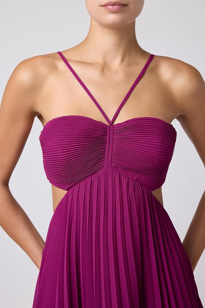Lulus Moore Accordion Pleat Halter Sweetheart Maxi Dress \u2013 Chiffon Formal Gown for Women | Amazon (US)