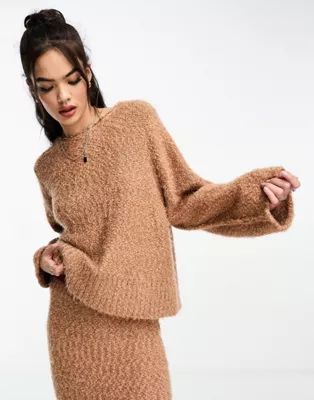 ASOS DESIGN oversized sweater in textured yarn in camel - part of a set | ASOS (Global)