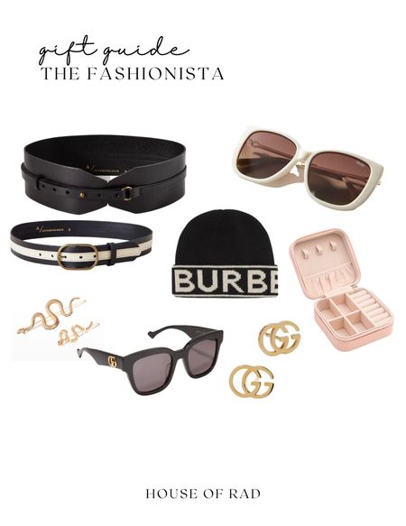 Gift guide for the fashionista 
Black belt
Quay sunglasses
Gucci sunglasses
Gucci earrings
Jewelry case
Burberry beanie 
Snake hair pine 


#LTKHoliday #LTKstyletip #LTKbeauty
