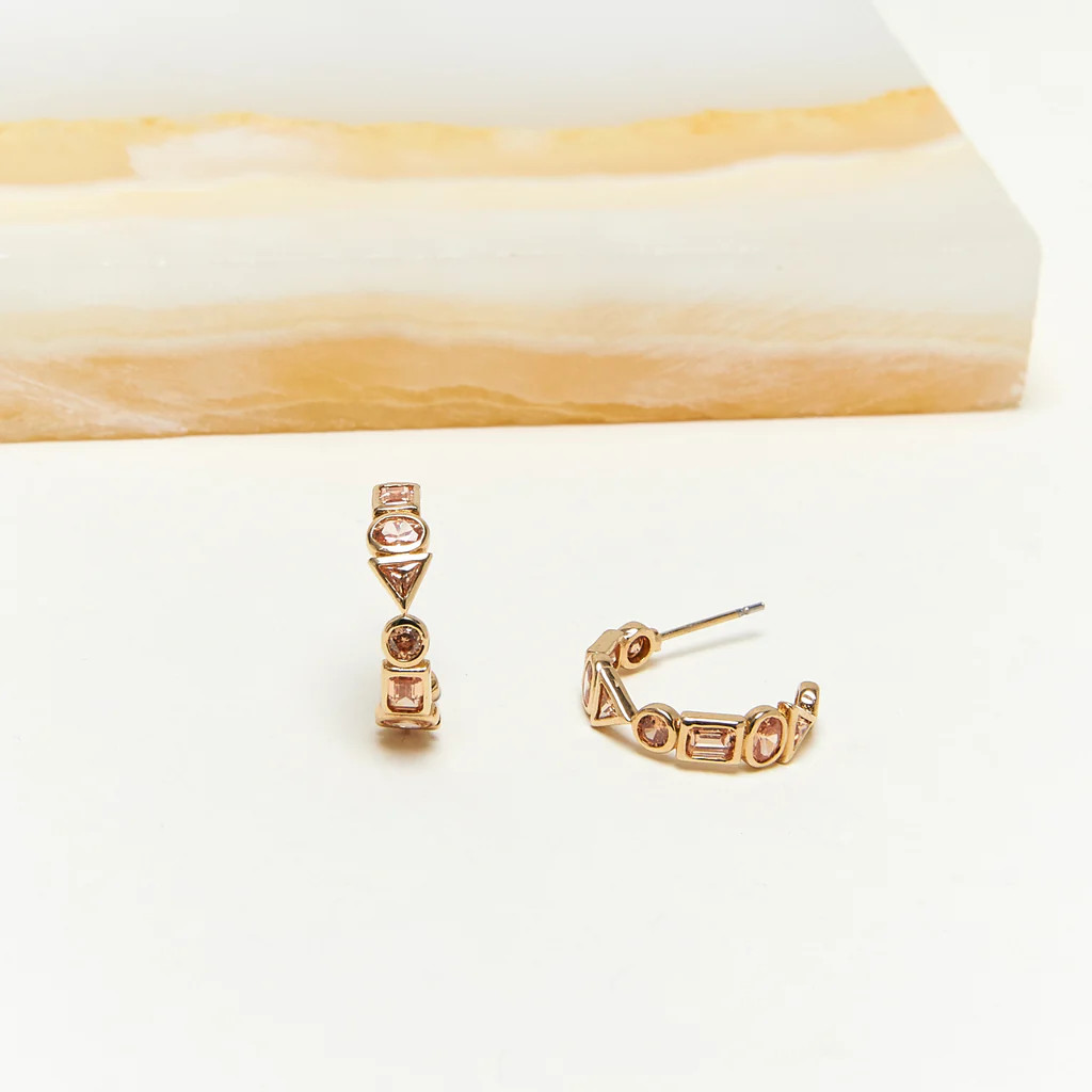 Mini Nova Crystal Hoop Earrings Champagne | Mignonne Gavigan