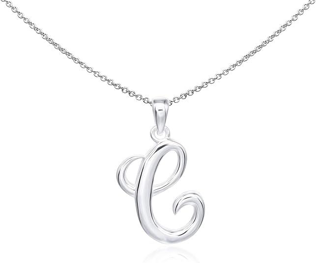 Sea of Ice Sterling Silver Initial Alphabet Letters Pendant Necklace from A-Z, 18 inch | Amazon (US)