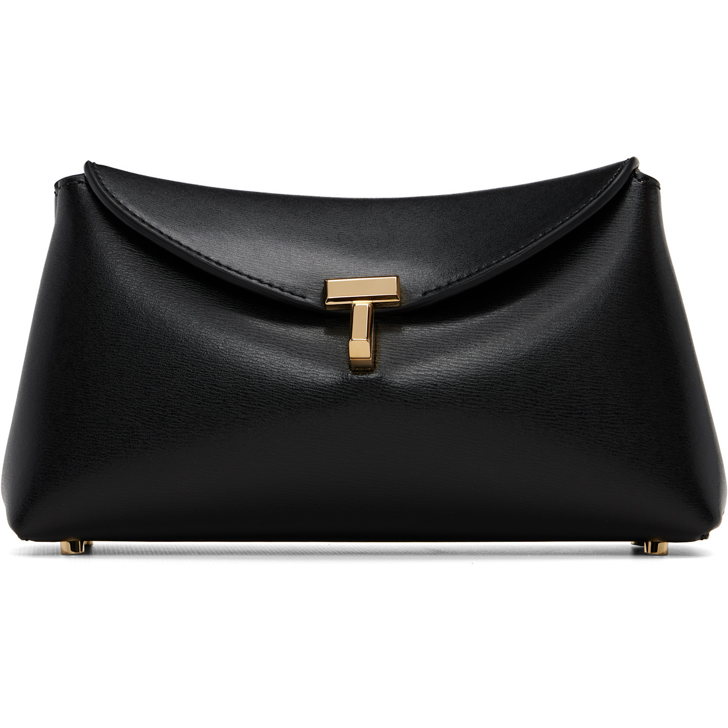 TOTEME Black Mini T-Lock Leather Clutch | SSENSE