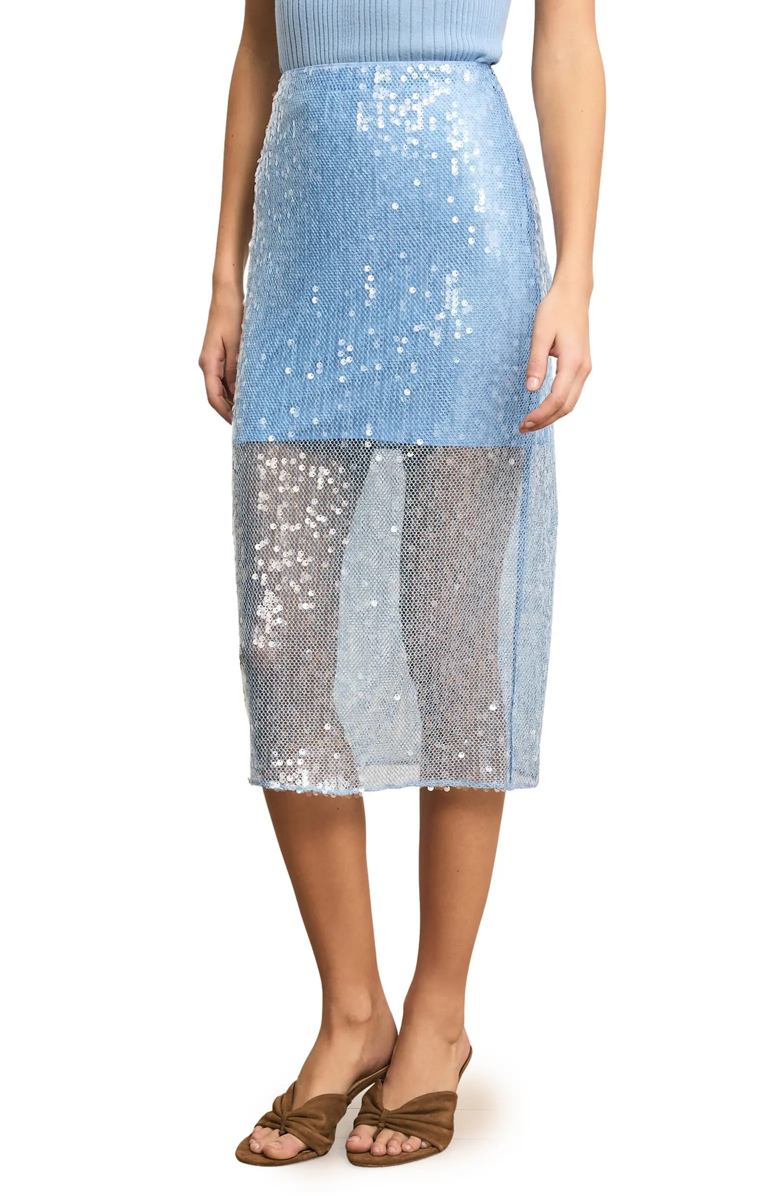 Allora Sequin Mesh Midi Skirt | Nordstrom
