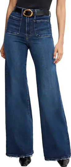 Good American Good Waist Patch Pocket High Waist Wide Leg Palazzo Jeans | Nordstrom | Nordstrom