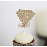 12 Diamond Cup Cake Toppers - Bachelorette Party Decorations, Bridal Shower Wedding Cupcake Toppers, Gold Cake Toppers | Etsy (US)