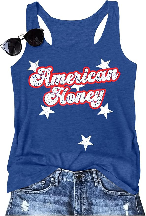 SFHFY American Flag Tank Top Women: Glitter 4th of July Sleeveless Tee Patriotic Shirt Memorial D... | Amazon (US)