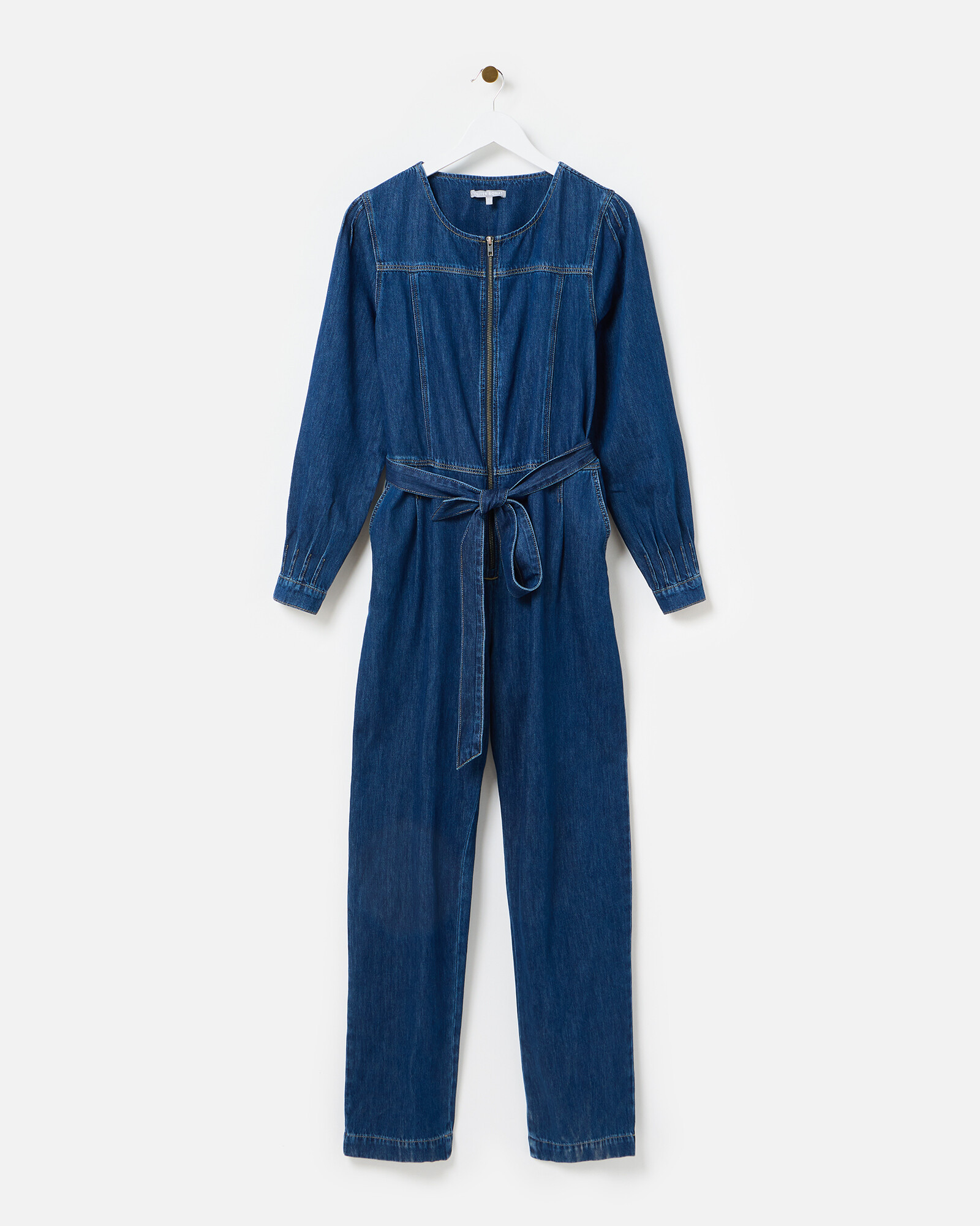 Dark Blue Denim Zip Up Jumpsuit, size 18 | Oliver Bonas (Global)