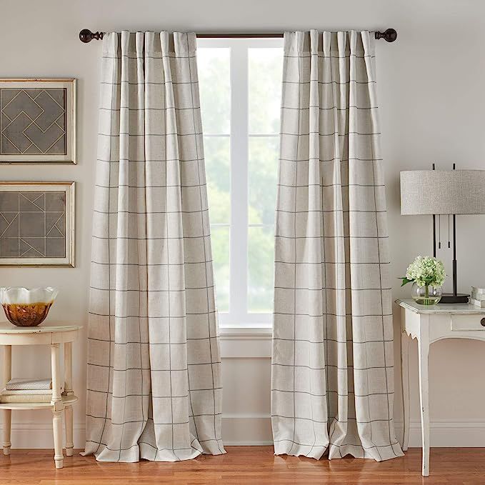 Elrene Home Fashions Brighton Windowpane Plaid Grid Blackout Window Curtain Panels/Drapes for Liv... | Amazon (US)