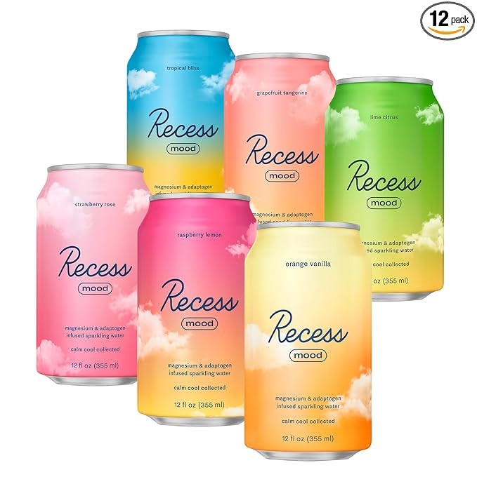 Recess Mood Magnesium Supplement Drink Calming Beverage, 12 Ounce (Variety Pack, 12 Pack) *Greate... | Amazon (US)