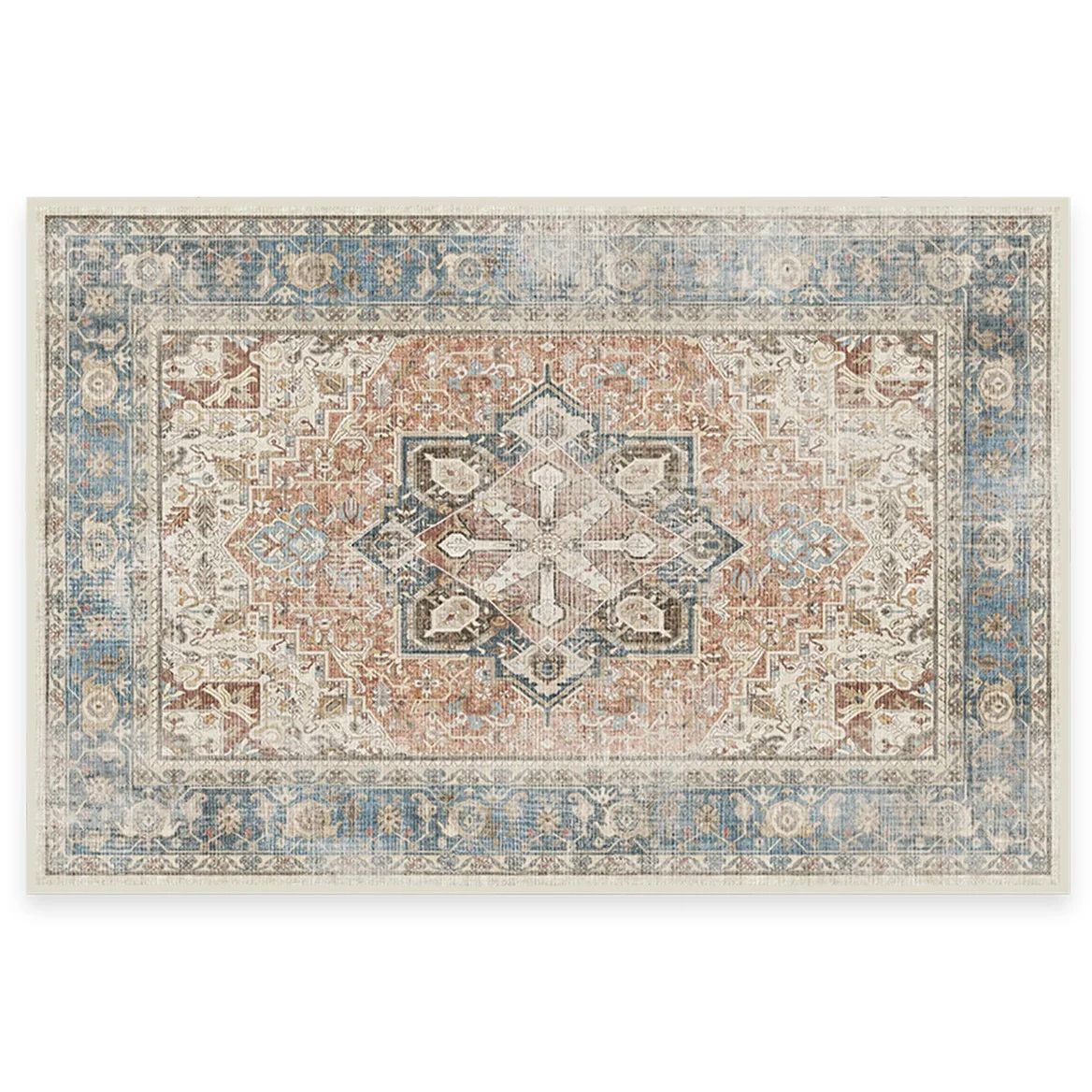 Ruggable Kamran Machine Washable Traditional Vintage Area Rug 2' x 3', Coral | Walmart (US)