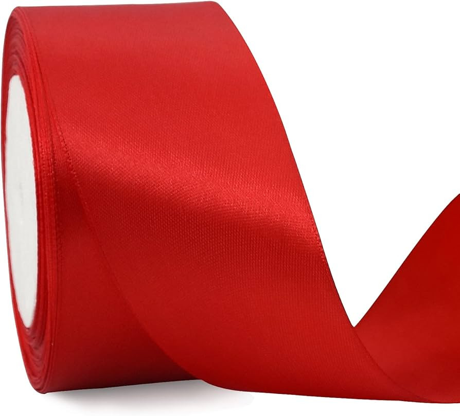 TONIFUL 2 Inch x 25 Yards Wide Red Satin Ribbon Solid Fabric Ribbons Roll for Valentine's Day Cra... | Amazon (US)