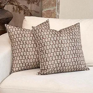 DOMVITUS Floral Pillow Covers Set of 2, Throw Pillow Covers 20x20, Floral Print Neutral Accent De... | Amazon (US)