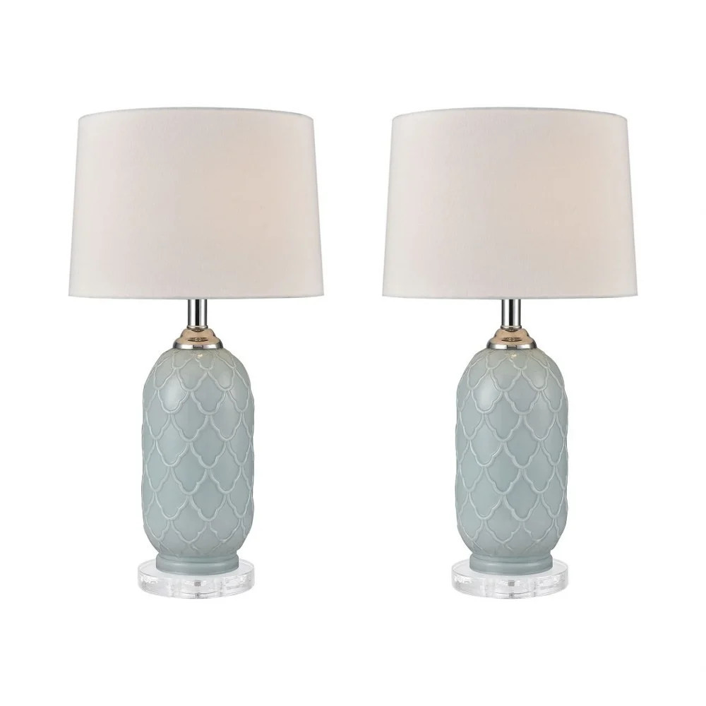 Elk Home La Joliette 13" Modern Crystal and Fabric Table Lamp in Blue (Set of 2) | Walmart (US)