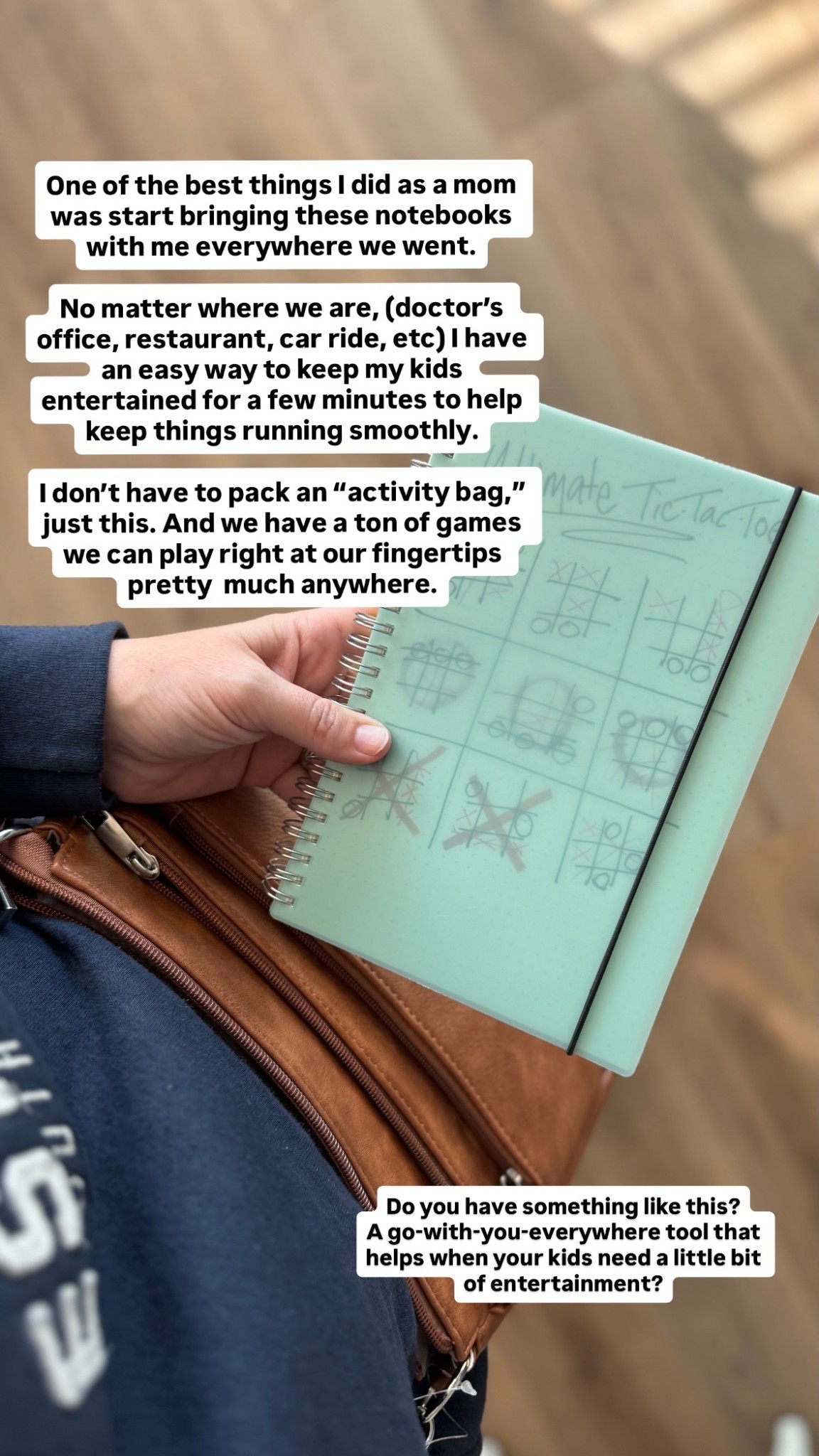 One of the best things I did as a mom was start bringing these notebooks with me everywhere we went.

No matter where we are, (doctor’s office, restaurant, car ride, etc) I have an easy way to keep my kids entertained for a few minutes to help keep things running smoothly.

I don’t have to pack an “activity bag,” just this. And we have a ton of games we can play right at our fingertips pretty  much anywhere. Do you have something like this?
A go-with-you-everywhere tool that helps when your kids need a little bit of entertainment?