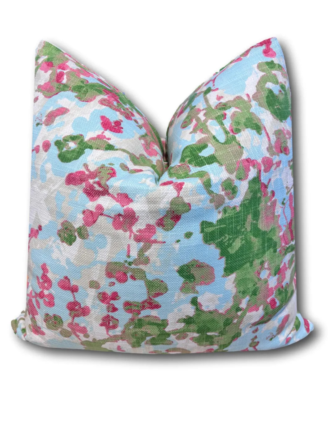 Pastel Pillow Green Pink Ikat Pillow Aqua Blue Preppy Floral Pillow Home Decor Modern High End De... | Etsy (US)