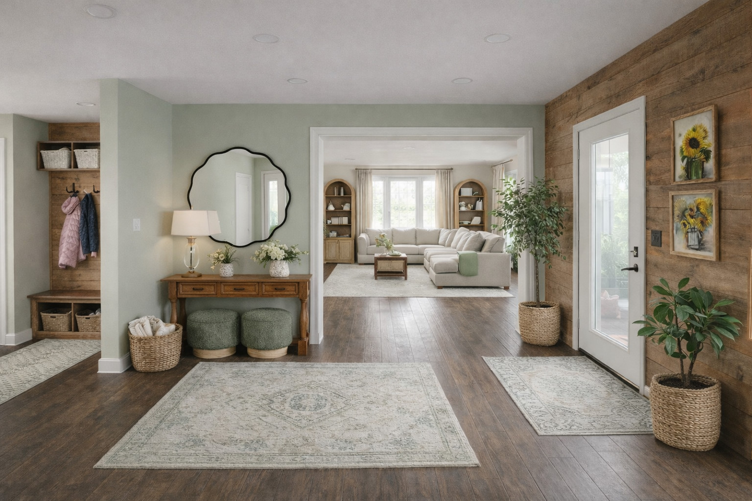 The new neutral is: Sage! 
Warm with woods and brightening any dark floor. 
This works because it's simply easy to live with and decorate around, like a chameleon the green adjusts to its surroundings. 
If you've had reservation on whether to try something in green, I highly encourage you. 

@benjaminmoore Swiss Coffee, Saybrook Sage, Calm. 

#designcoach #designerdetails #texture #greendecor #greenrug #halldecor #fronthall #entrancedecor #foyer #foyerdecor #cozydecor #modernfarmhouse #shabbychic #countrycottage #sagegreen @wayfaircanada @amazoncanada #darkflooring #wayfairhome #amazonhome #amazondeals #art #LTKcanada #LTKstyletip 

 