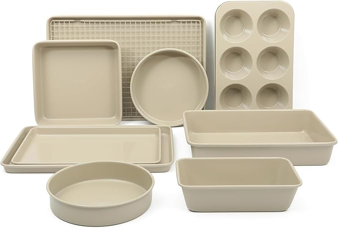 Martha Stewart Gallen 10 Piece Baking Pans Ceramic PFA Free Non Toxic Non Stick Bakeware Set - Ta... | Amazon (US)
