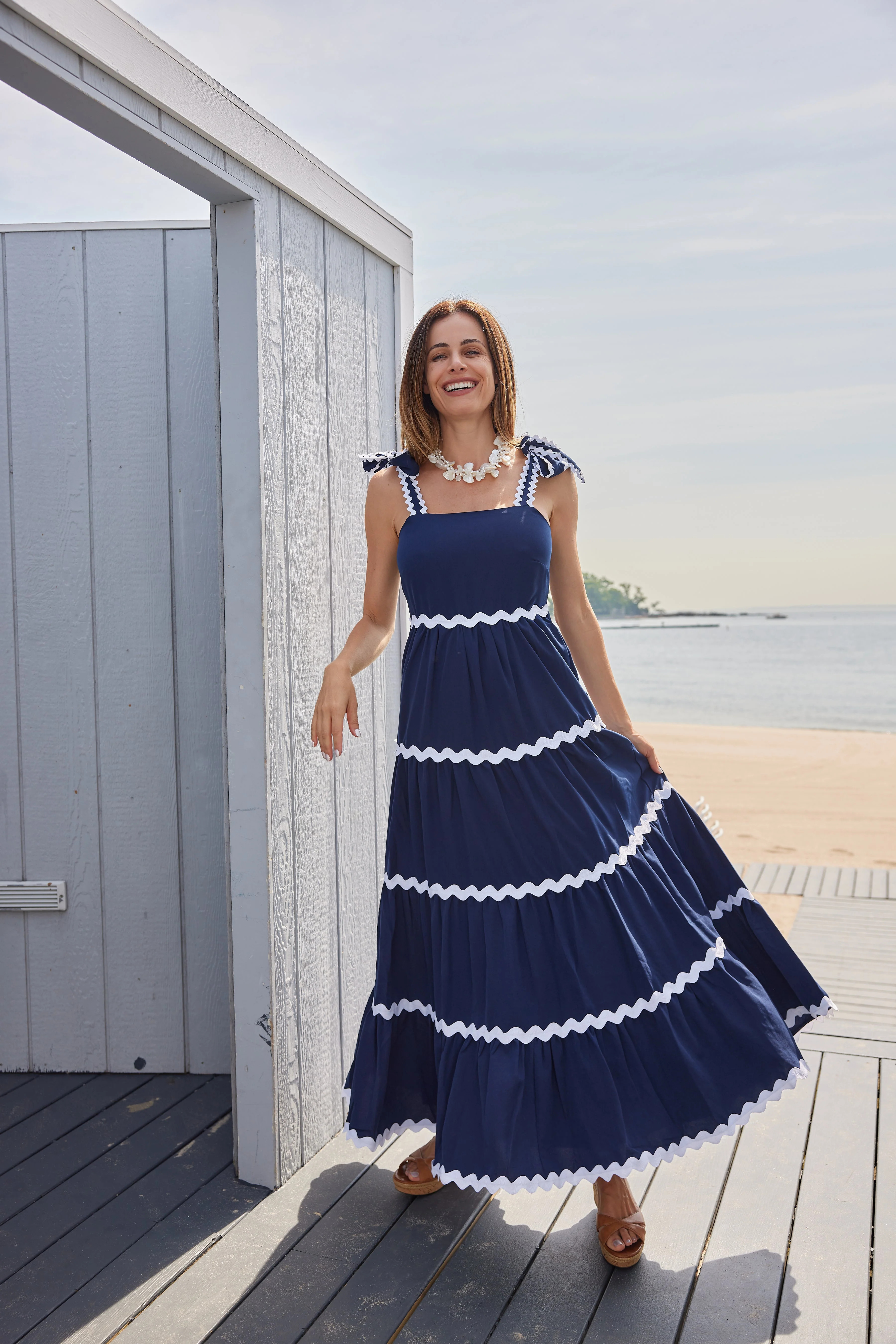 Navy Megan Maxi Dress with Ric-Rac | Sail to Sable