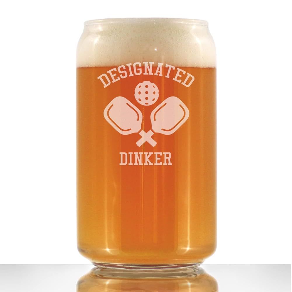 Designated Dinker - Beer Can Pint Glass - Funny Pickleball Themed Decor and Gifts - 16 oz Glasses | Amazon (US)