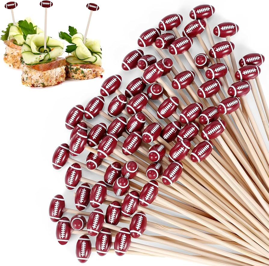 [50 PCS] Football Cocktail Picks Party Decorations - 4.7 inch Cocktail Toothpicks for Appetizers,... | Amazon (US)