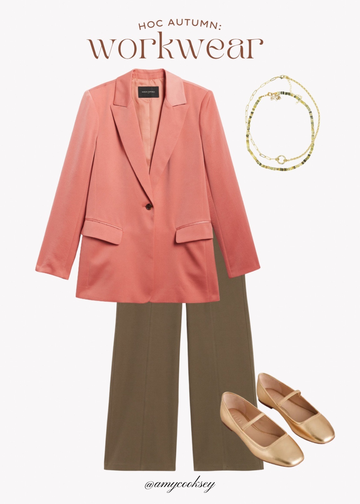 Workwear for Autumns: Style with jeans for a more casual look 

HOC Autumn | Coral Blazer | Green Pants | Work Pants | Layered Necklace | Olive and Coral | Gold Ballet Flats 

#LTKShoeCrush #LTKStyleTip #LTKWorkwear