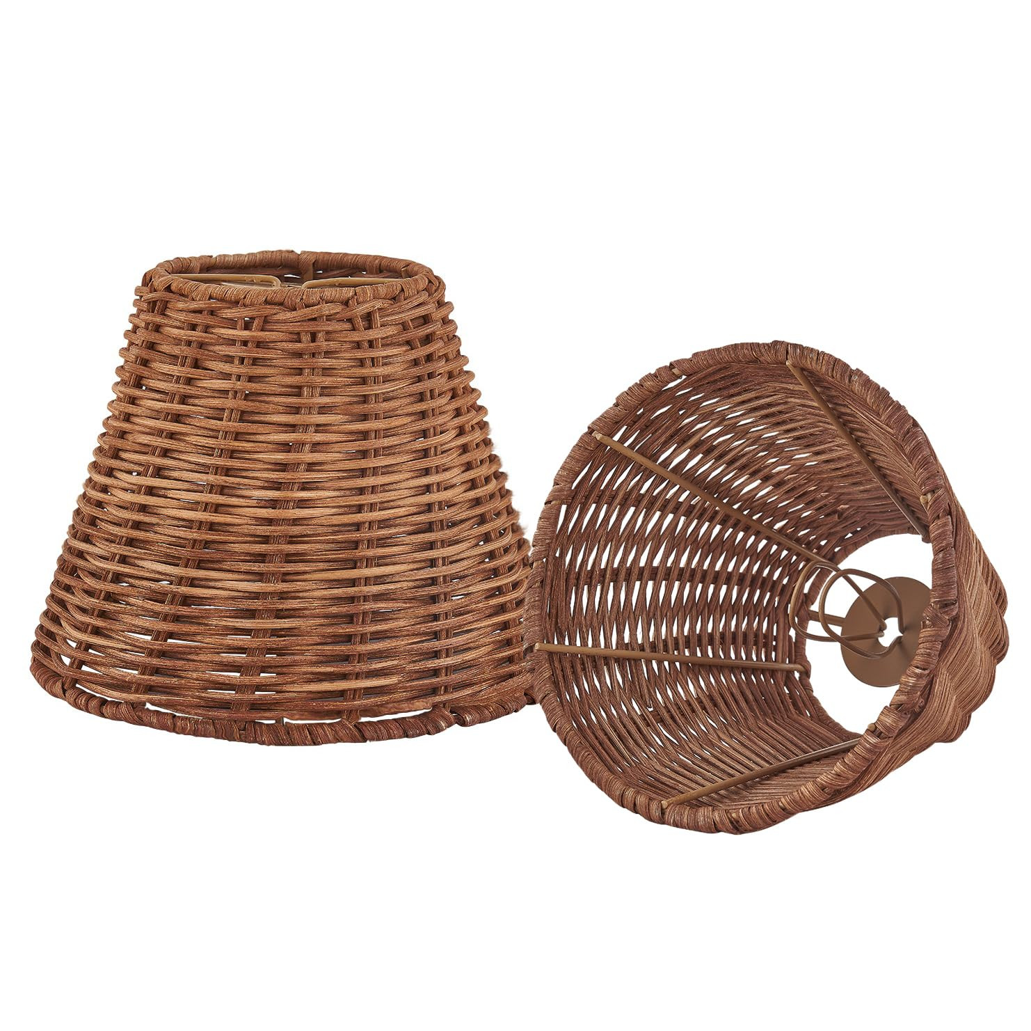 Empire Clip-On Chandelier Lamp Shade, Small Lamp Shade Rattan,Boho Wicker Lamp Shades Set of 2,Re... | Amazon (US)