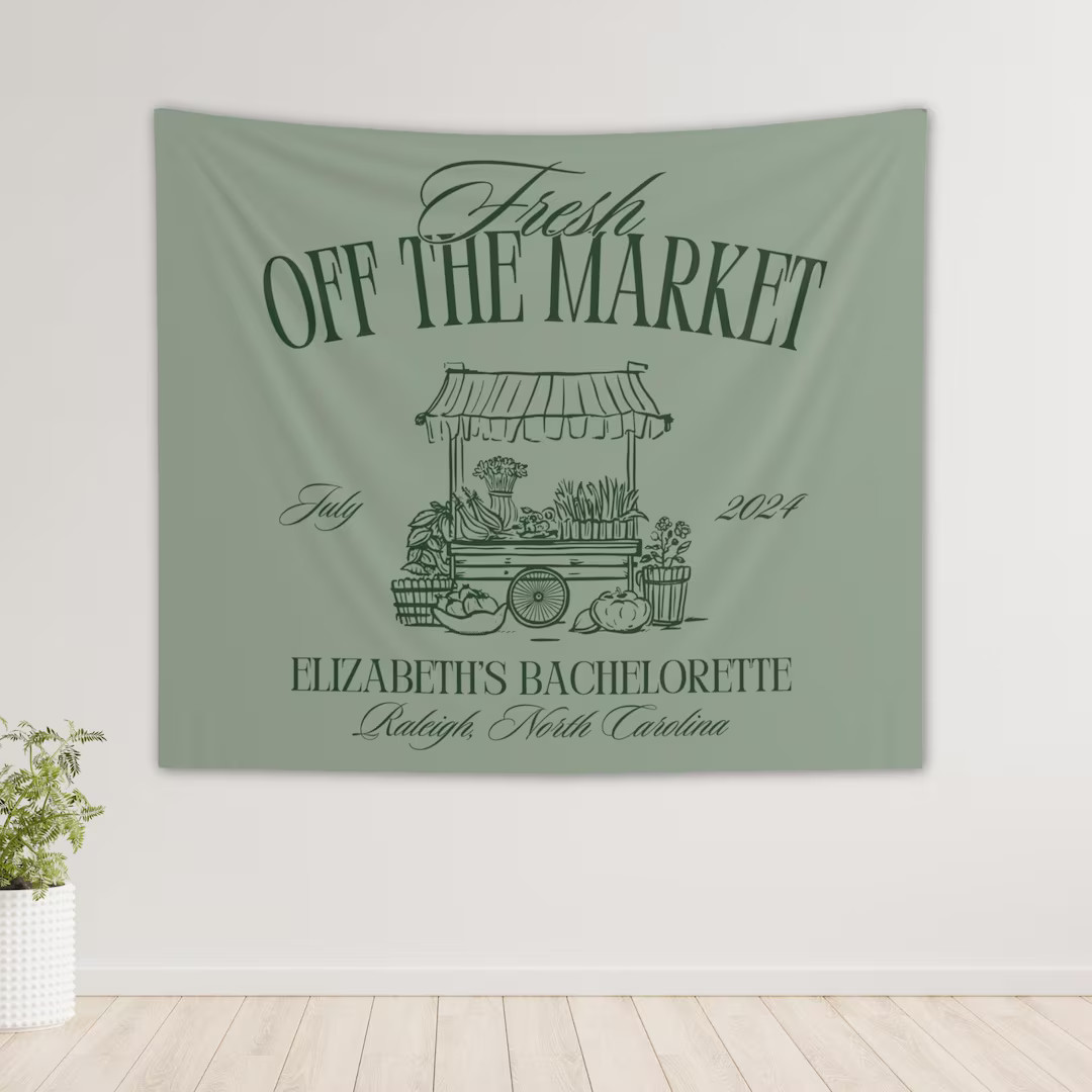 Fresh off the Market Party Decor, Custom Farm Stand Cart Bachelorette Banner, Bridal Shower Backd... | Etsy (US)