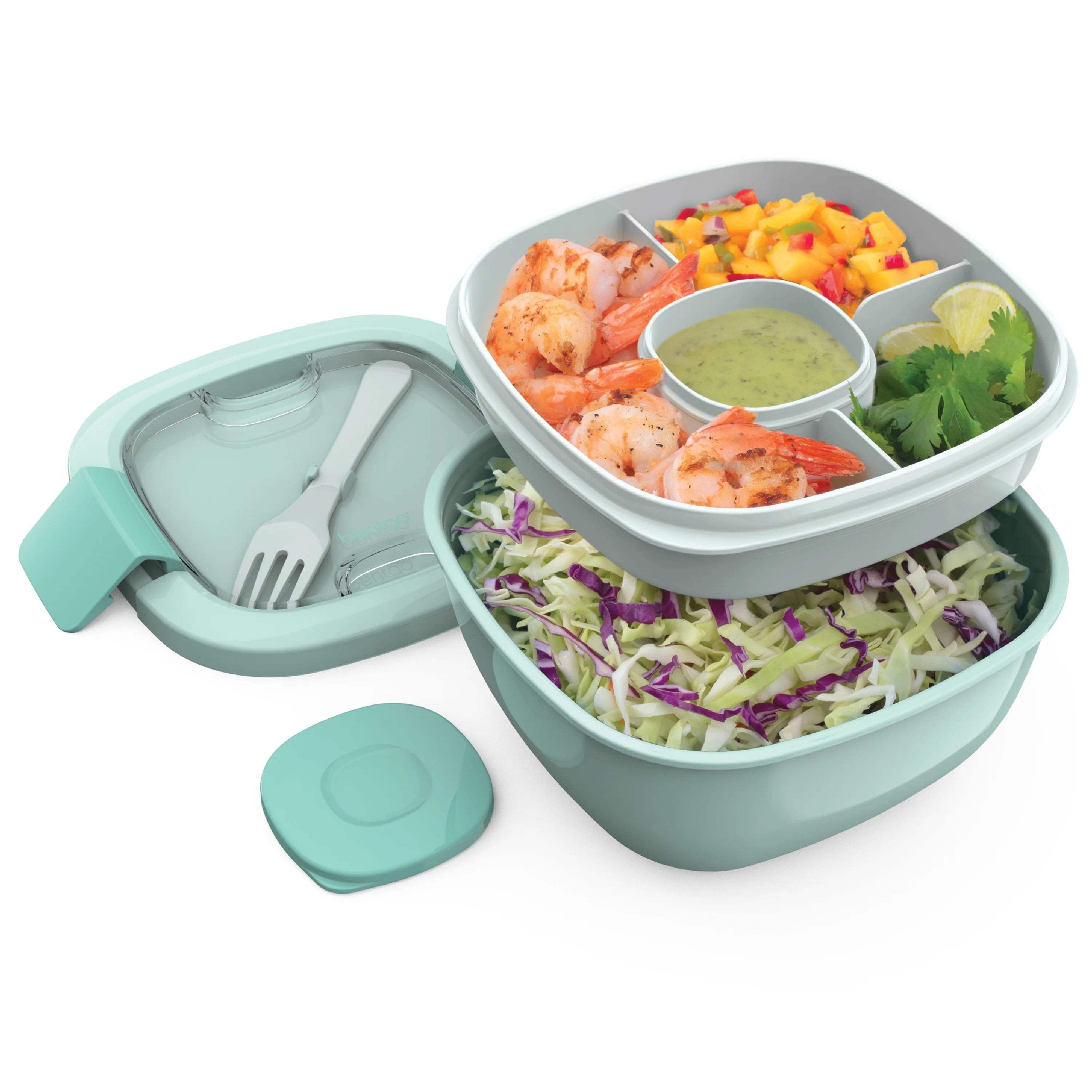 Bentgo Salad Lunch Container, 4" x 7-1/4", Coastal Aqua | Walmart (US)