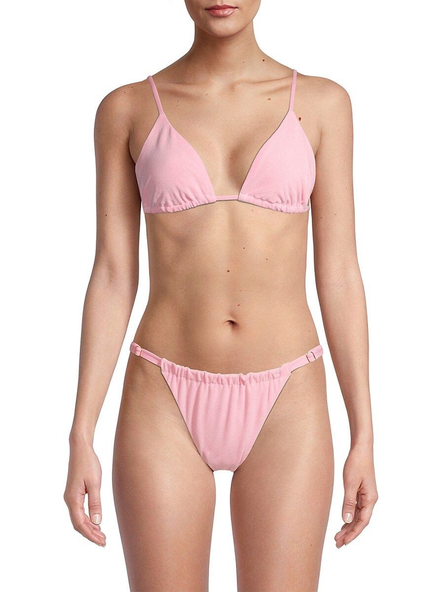 WeWoreWhat Women's Cooper Terrycloth Triangle Bikini Top - Baby Pink - Size M | Saks Fifth Avenue OFF 5TH