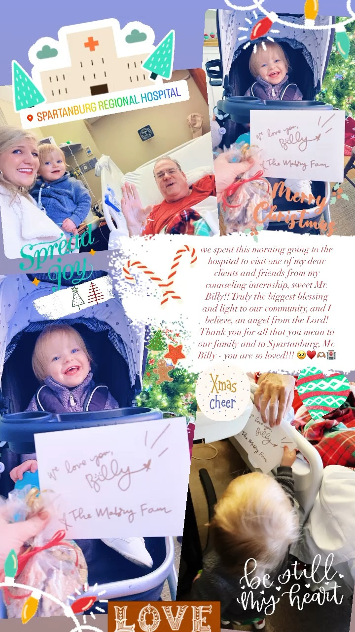 we spent this morning going to the hospital to visit one of my dear clients and friends from my counseling internship, sweet Mr. Billy!! Truly the biggest blessing and light to our community, and I believe, an angel from the Lord! Thank you for all that you mean to our family and to Spartanburg, Mr. Billy - you are so loved!!! 🥹♥️🫶🏽🏥

#LTKfamily #LTKHoliday #LTKSeasonal