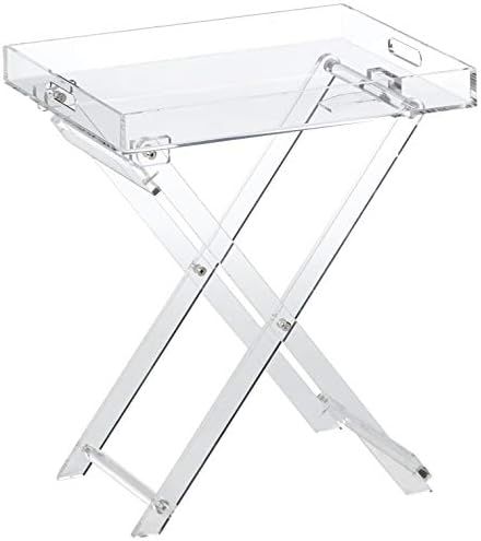 Acrylic Folding Tray Table – Modern Chic Accent Desk - Kitchen and Bar Serving Table - Elegant ... | Amazon (US)