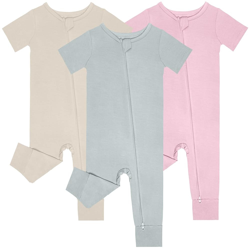 Baby Pajamas Summer Short Sleeve 2 Way Zipper Footless Rompers 0-24 Months | Amazon (US)