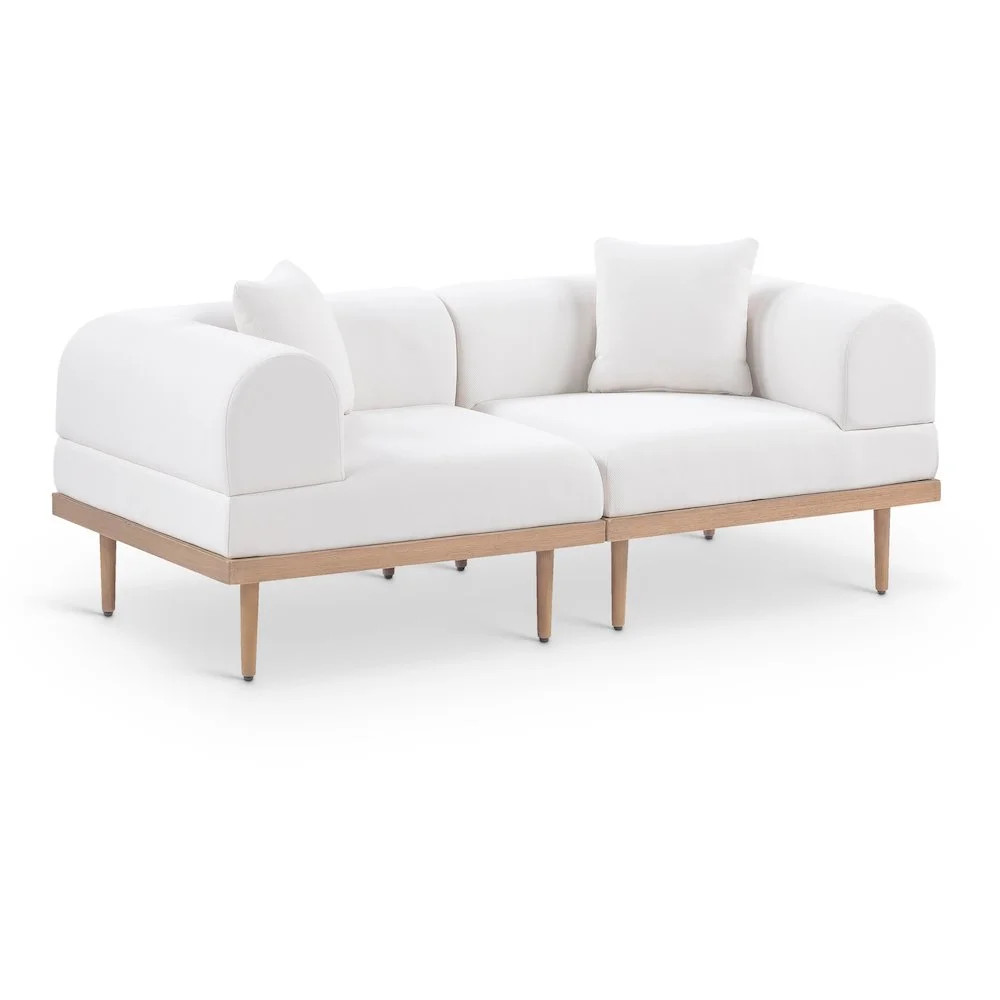 Meridian Furniture Laguna 71" Cream Water Resistant Fabric 2pc. Outdoor Modular Loveseat | Walmart (US)