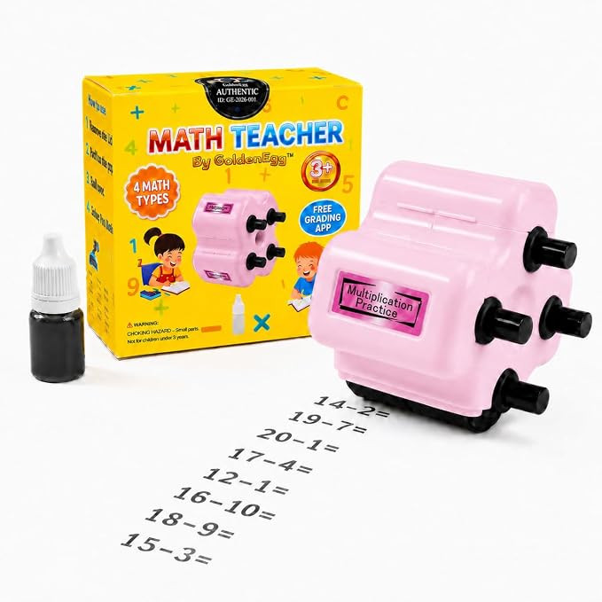 GoldenEgg Math Teacher 4-in-1 Math Roller Stamp, Addition, Subtraction, Multiplication & Fill-in-... | Amazon (US)