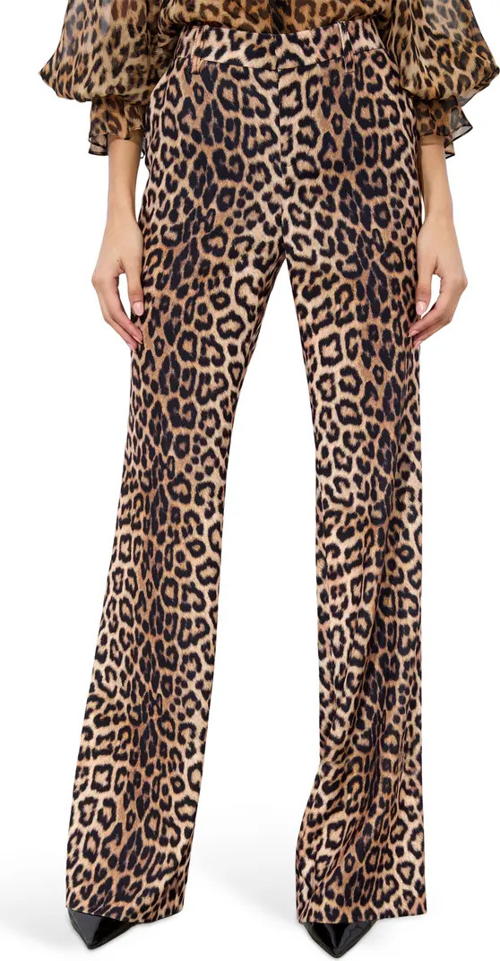 Alice + Olivia Remi Leopard Satin Crepe Bootcut Pants | Nordstrom | Nordstrom