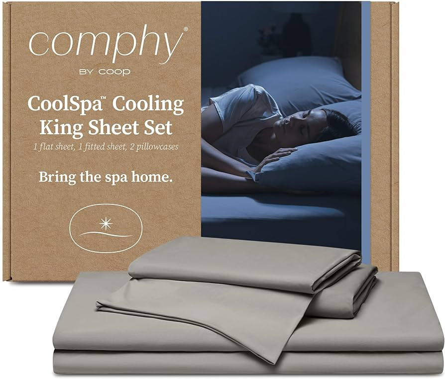 Coop Home Goods Comphy CoolSpa Cooling Bed Sheets, 4 Piece King Sheet Set, Dove Grey Breathable C... | Amazon (US)