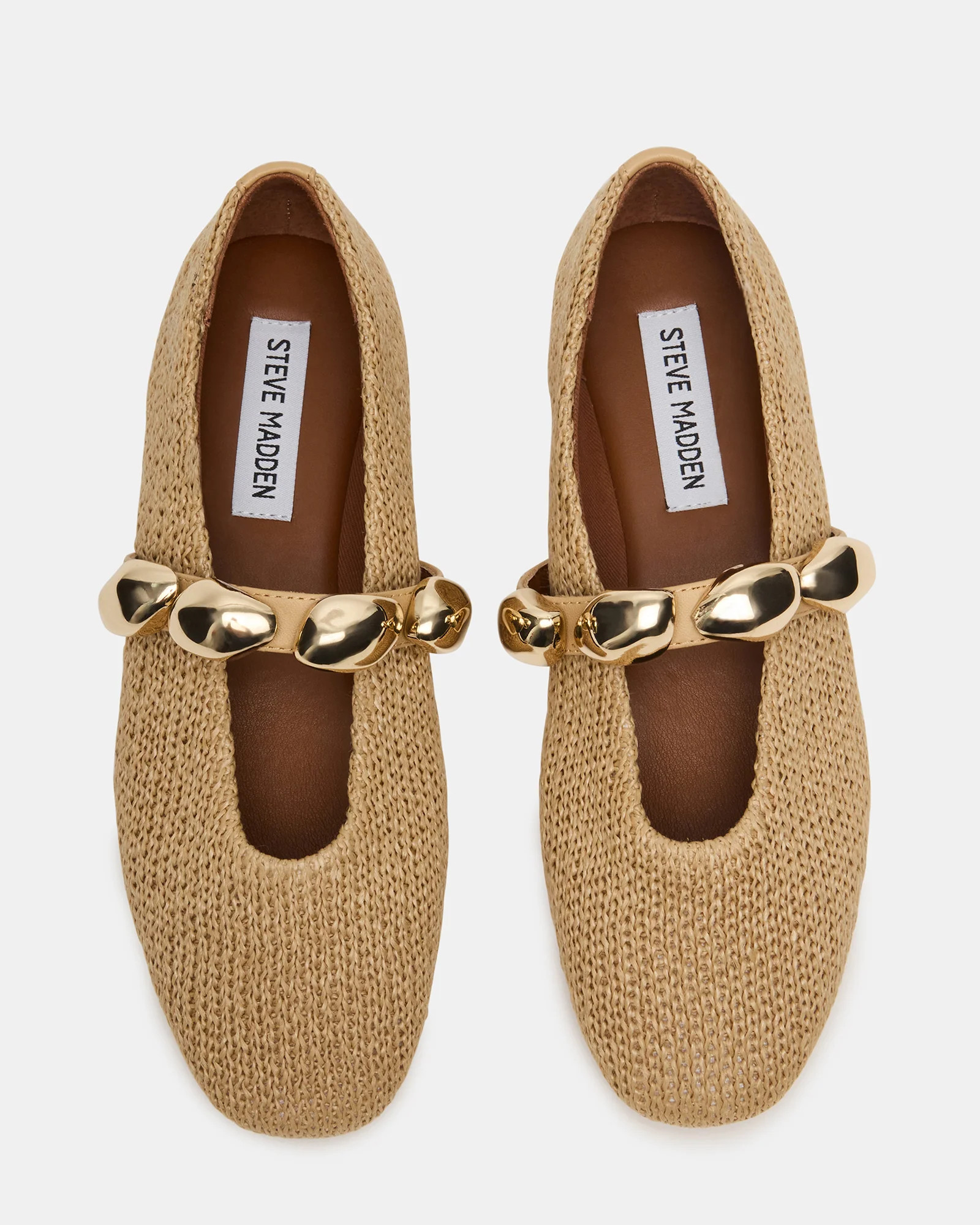 POPPIN Natural Raffia Mary Jane Ballet Women's Flat | Steve Madden (US)