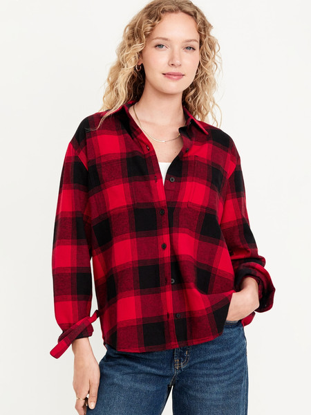 Flannel Boyfriend Button-Down Shirt | Old Navy (US)