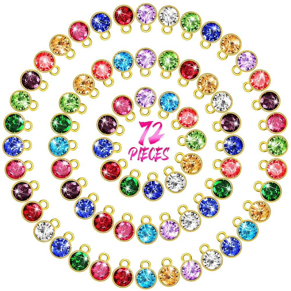 Hicarer 72 Pcs Crystal Birthstone Charms DIY Beads Pendant Crystal Charm for Jewelry Necklace Bra... | Amazon (US)