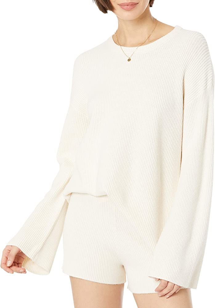 The Drop Women's Alice Crewneck Back Slit Ribbed Pullover Sweater | Amazon (US)