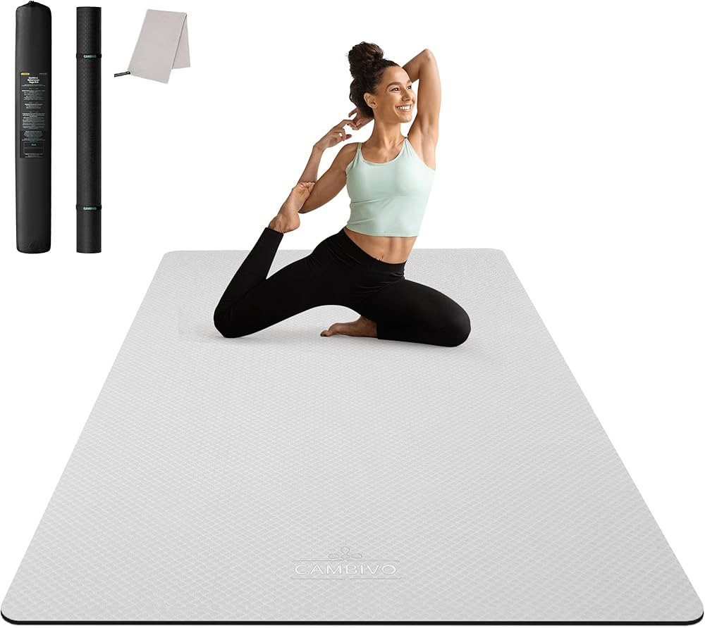 CAMBIVO Large Yoga Mat (6'x 4'), Extra Wide Workout Mat for Men and Women, 0.24''/0.32''/0.4''/0.... | Amazon (US)